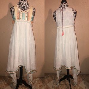 RAGA embroidered asymmetric romantic Ivory dress M